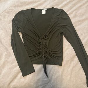 Olive Green Cinch Crop Top - Small